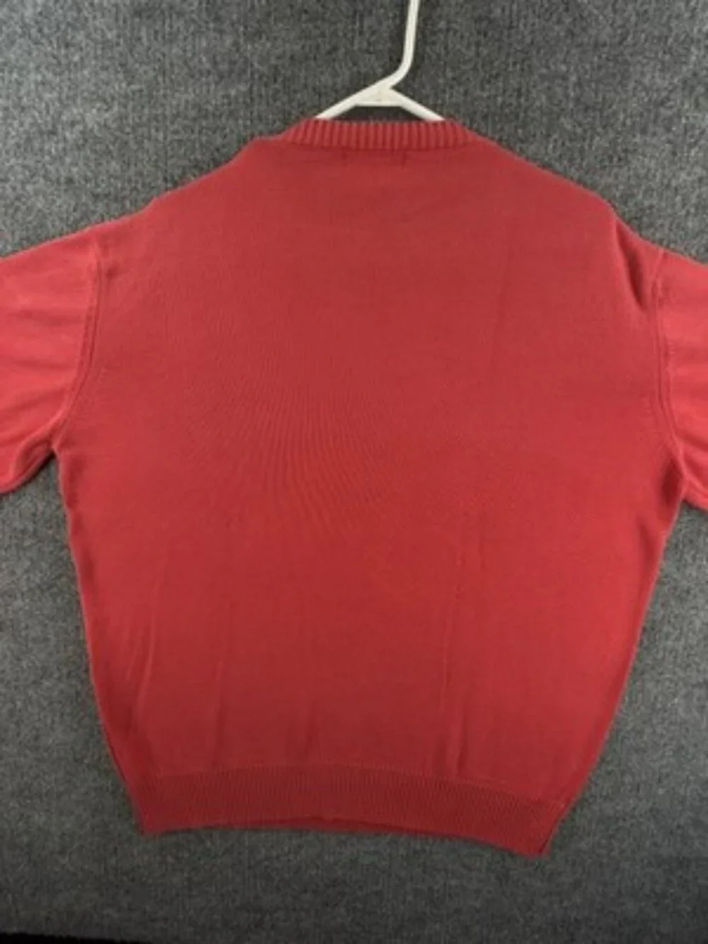 Burberry London Crew Neck Logo Pullover 8 Red Knit Solid Long Sleeve Mens Adult